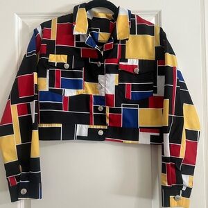 Colorful Geometric Cropped Jacket